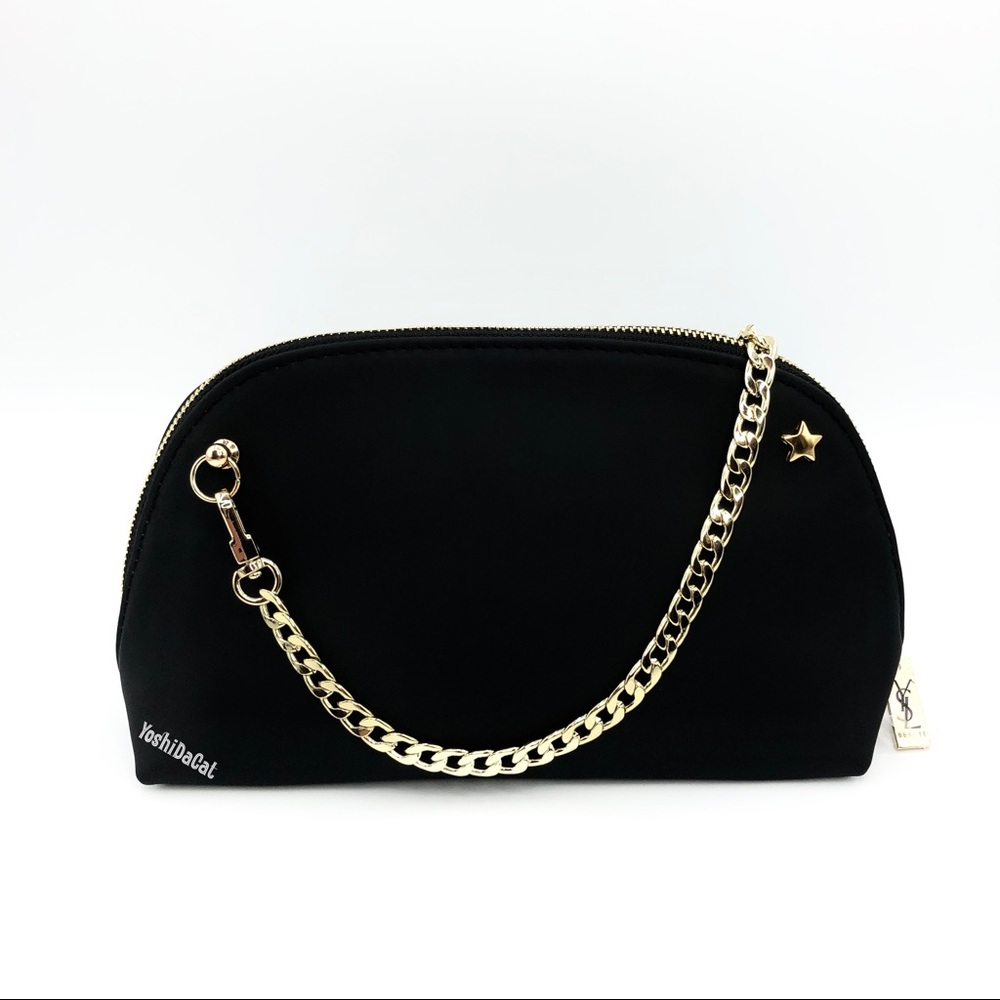 🆕 YSL Beauty Cosmetic Pouch to Crossbody Bag Purse, Black / Gold, New Handbag - Picture 5 of 11